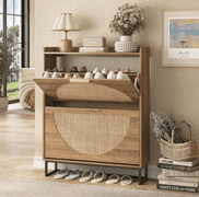 MAUPVIT Rattan Shoe Storage Cabinet | Open Box