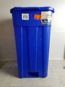 HDX 45Gal Weather Resistant Recycling Trash Can, Blue, 21.5"W x 26.4"D x 37.4"H | Open Box | (See Condition Notes)
