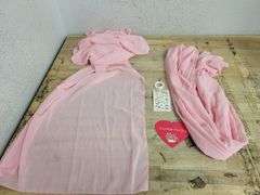 Misc. Bundle - SHINY BEAUTY Pink Sheer Chiffon Curtains 2 piece (28"Wx94"H ) & Soft Carpet ( approx. 104"Lx72"W ) | Open Box