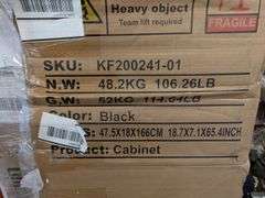 FUFU&GAGA Black Wood 9 Big Drawers 61.4 in. W Dresser With Metal Frame Legs | Open Box