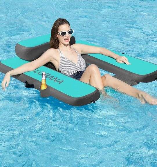 CALOBANA Inflatable Floating Chair Mint Green & Grey, 50" x 45" | Open Box