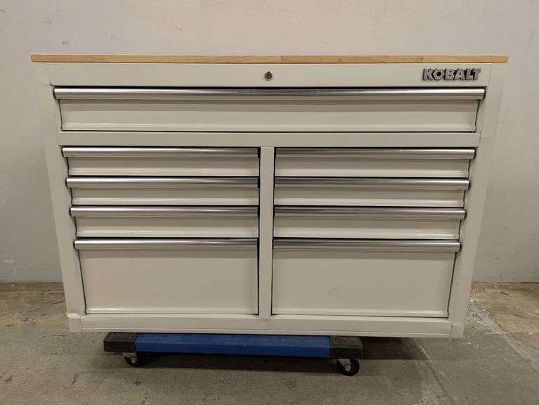Kobalt 46" L x 37" H 9 -Drawers Rolling White Wood Work Bench | Open Box | (See Condition Notes)
