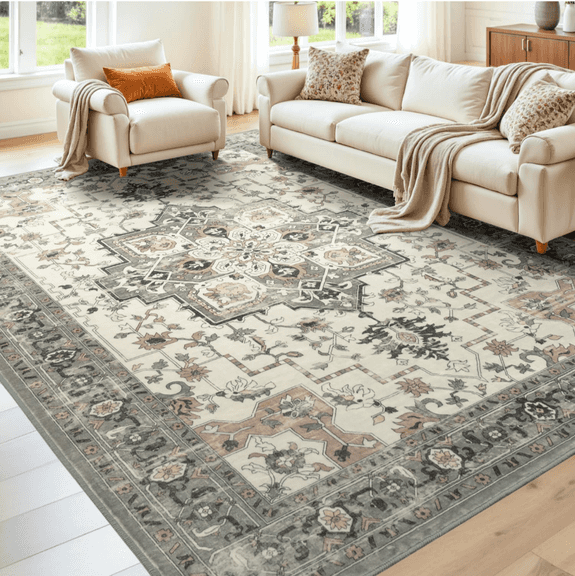 CARPELUX Vintage-Style Washable Area Rug, 8 x 10' | Like New