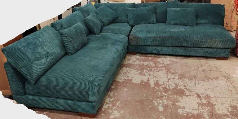 109" Wide Upholstered Velvet Sectional Sofa | Open Box | (See Condition Notes)