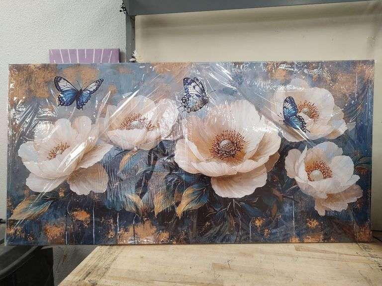 HUAALIUNN Flower Canvas Wall Art, 28" x 58" | Open Box