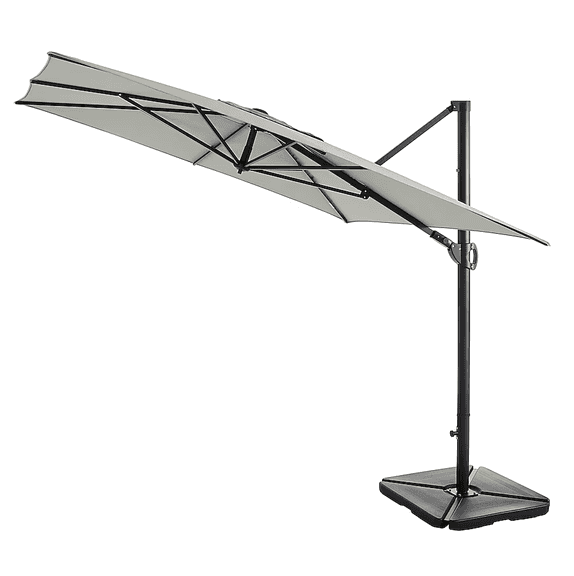 allen + roth 8-ft Aluminum Gray Slide-tilt Cantilever Patio Umbrella w/Base | Open Box