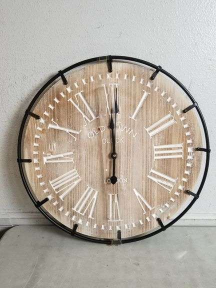 MICWIC 24" Grand Farmhouse Wall Clock Rustic White | Open Box | (See Condition Notes)