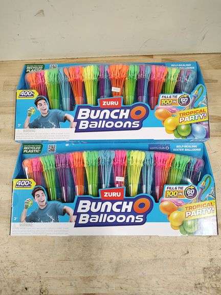 ZURU Bunch-O-Balloons Rapid-Fill Self-Tying Recyclable Water Balloons, 2pc - 24 Stems Total, 800+ct Balloons Total | Like New