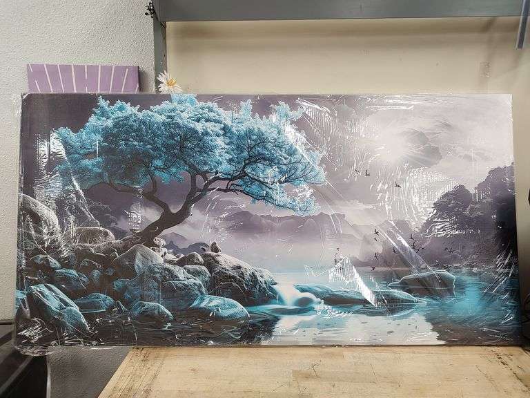 WAPLUAM Tree & Bay Canvas Wall Art, 60" x 30" | Open Box