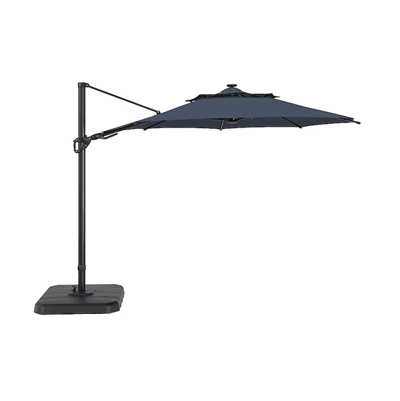 allen + roth 11-ft Aluminum Crank Cantilever Patio Umbrella w/Lights & Base | Open Box | (See Condition Notes)