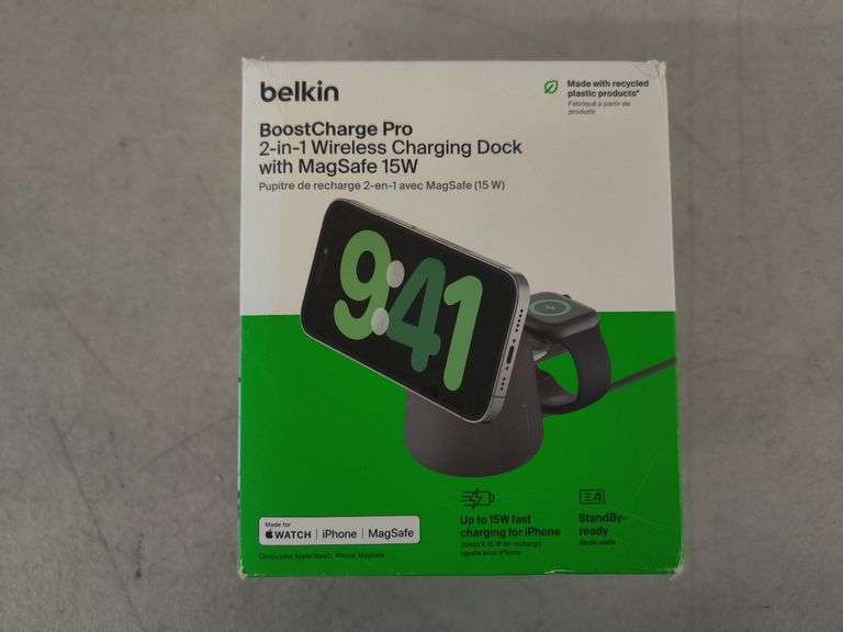 belkin BoostCharge Pro 2-In-1 Wireless Charging Dock w/ MagSafe 15W | Like New