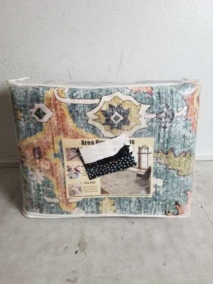 CHAMPLANT Large 8x10 Area Rug, Machine Washable, Vintage Green Design | Open Box