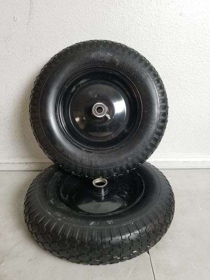 AR-PRO 2 Pack 4.80/4.00-8" Flat Free Tire And Wheel Universal Fit 14.5" Solid Wheelbarrow Tires, 3" Hub And 5/8" Bearings | Open Box