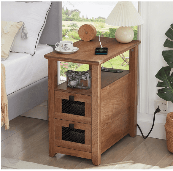 HDDDZSW Farmhouse XXL End Table with Charging Station | Open Box - Rio ...