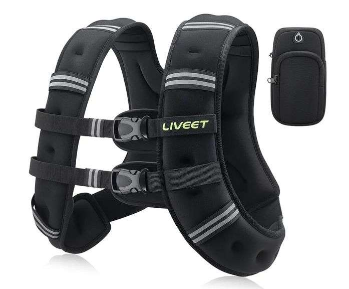 Liveet 25 Lbs. Weighted Vest w/Phone Pouch Black | Open Box