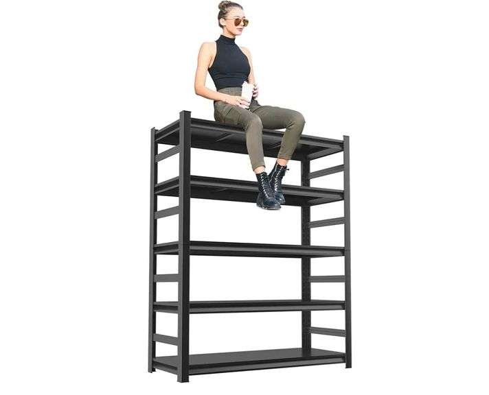 Bezunny 5-Tier Metal Shelving Rack Black | Open Box | (See Condition ...