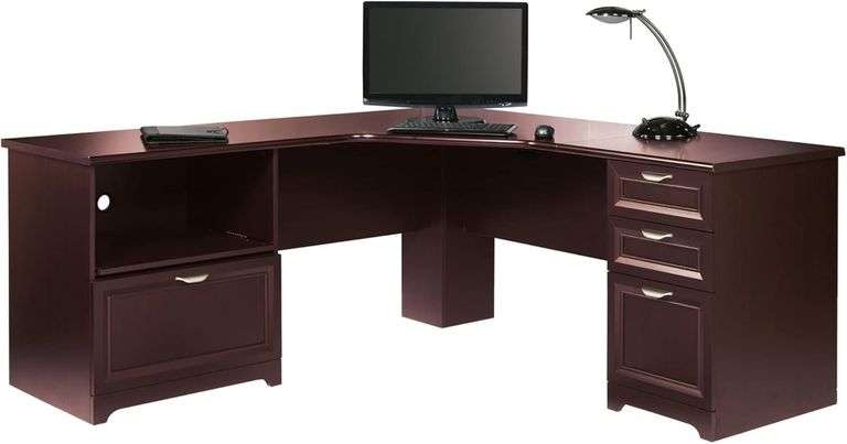 Realspace Magellan Performance 71"W L-Shaped Corner Desk, Cherry | Open Box