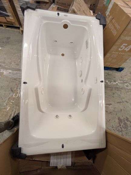 Jacuzzi Cetra 60" x 36" White Acrylic Rectangle Drop-in Whirlpool Tub | Open Box