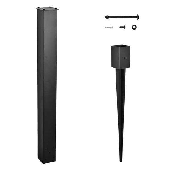 BTRAM Heavy Duty 43 In. In-Ground Mailbox Post Black | Open Box