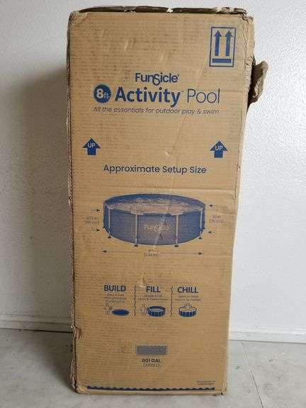 FUNSCILE 8FT Activity Above Ground Metal Round Frame Pool | Open Box | (See Condition Notes)