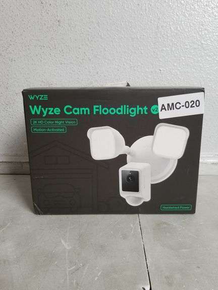 WYZE Cam Floodlight V2 WYZECFL2, 2K HD Color Night Vision, Motion-Activated, Hardwired Powered | Open Box