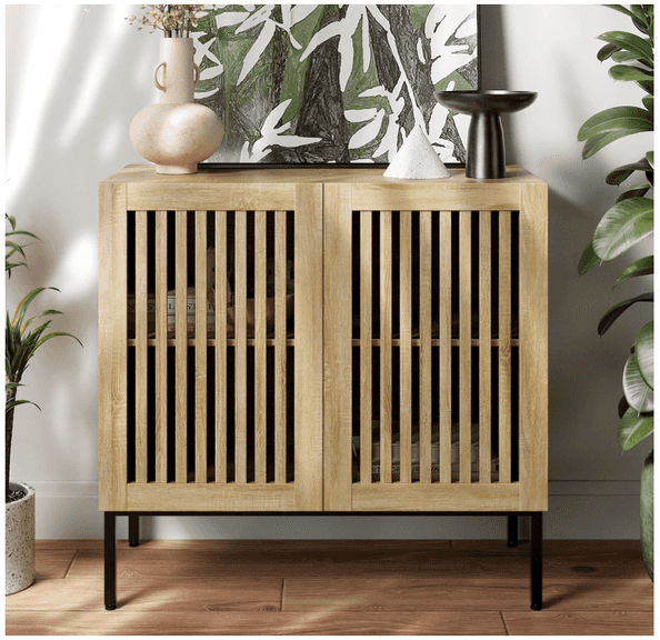 BVIUNTWO 31.5" Farmhouse Buffet Cabinet - Oak | Open Box