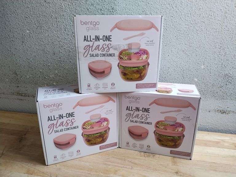 BENTGO All-In-One Glass Salad Container, Set of 3 | Like New