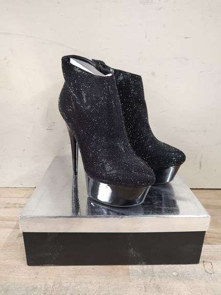 ELLIE 6" Rhinestone Stiletto Booties (Shoes), 12 Women's | Open Box | (See Condition Notes)