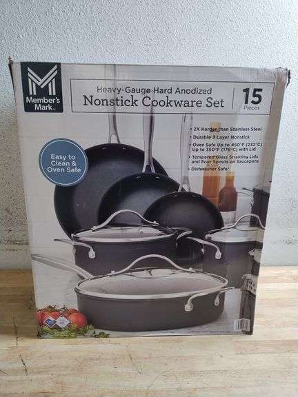 MEMBERS MARK Non-Stick Cookware Set, 15pcs | Open Box