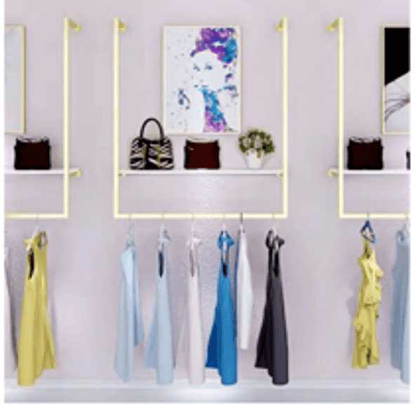 MDEPTCO Clothing Store Simple Wall Mounted Metal Display Rack, Gold ...