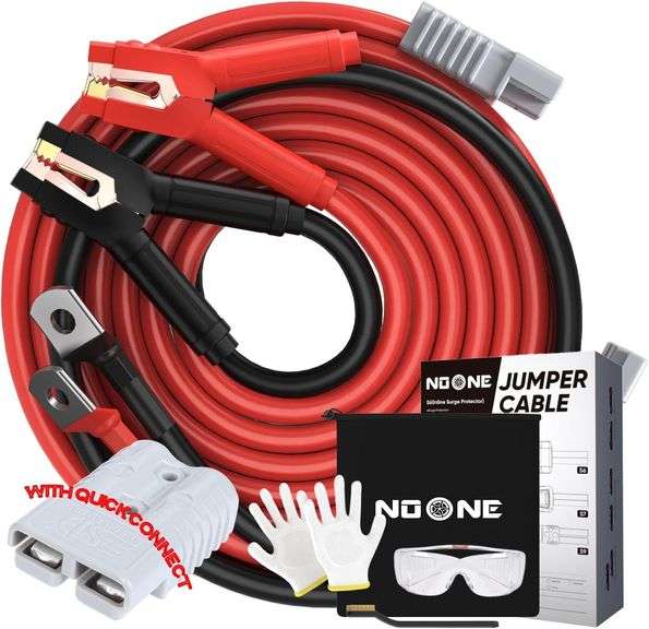 NOONE Booster Jumper Cables Heavy Duty 2/0 Gauge 30 FT 1500 AMP | Open Box