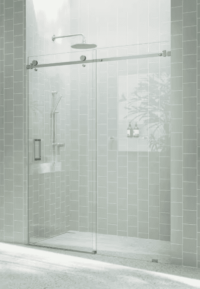 Glass Warehouse 72 in. W x 78 in. H Sliding Frameless Shower Door with Square Hardware | Open Box