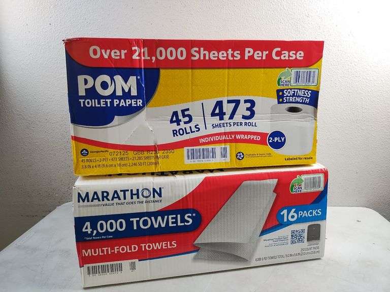 MEMBERS MARK Toilet Paper, 45pk & MARATHON Multi-Fold Towels, 16pk | Open Box