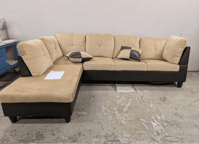 Larelle 103.5" Wide Faux Leather Sofa & Chaise | Open Box