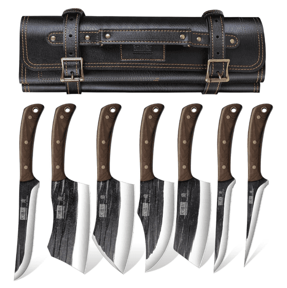 HOSHANHO 7-Piece Hand-Forged Butcher Knife Set | Like New | (See Condition Notes)