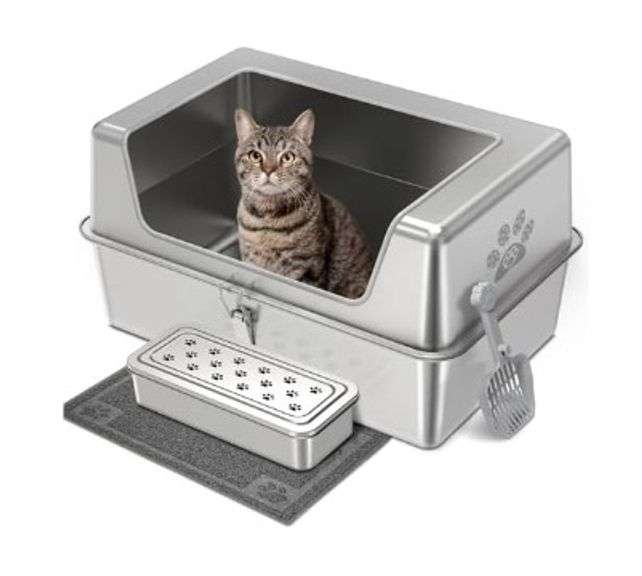 PTIOM Stainless Steel Cat Litter Box | Open Box - Rio Grande Trade