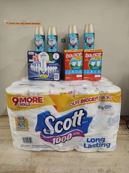 SCOTT Toilet Paper, GLADE Scent Refills, & BOUNCE Dryer Sheets Bundle | Open Box