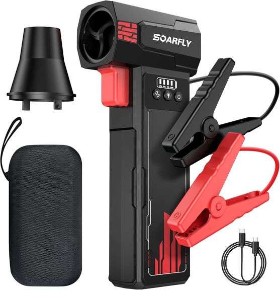 Soarfly 15000mA Car Dryer Air Blower Turbo Fan & 2000A UltraSafe Car Battery Jump Starter | Like New