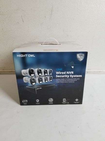 NIGHT OWL 12MP Wired NVR Security System, 2-Way Audio 12 Channel NVR With 2TB Hard Drive And 8 Wired IP 12MP Deterrence Cameras | Open Box | (See Condition Note