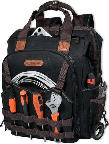 WELKINLAND 88-Pockets Waxed- Canvas HAVC Tool Backpack | Open Box