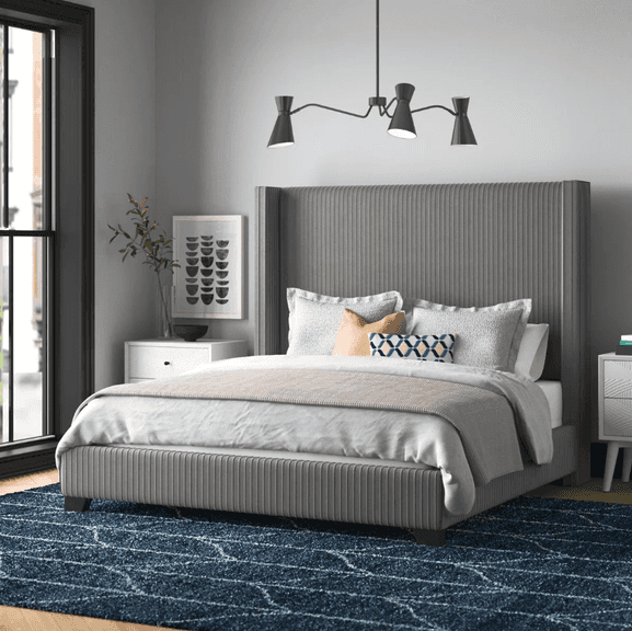 Solon Upholstered Wingback Bed, Eastern King | Open Box