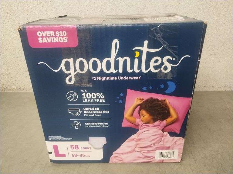 GOODNITES Nighttime Underwear. Size L (68-95LBS). | Open Box | (See ...
