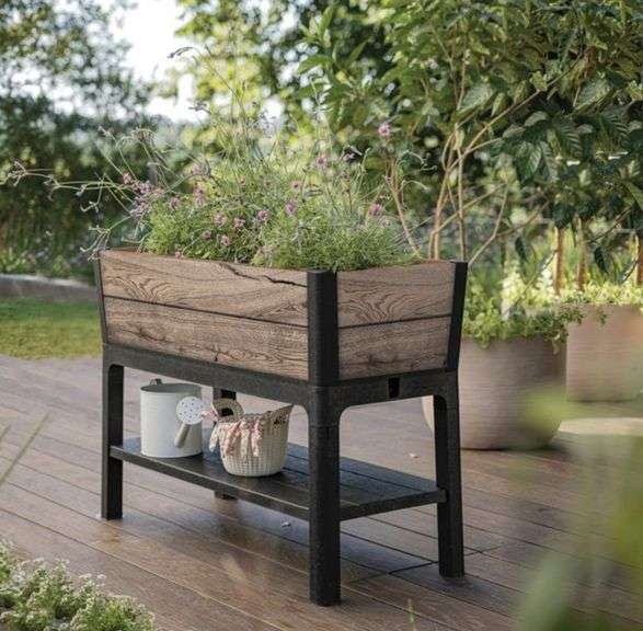 KETER Signature Collection 29 Gal. Deco Elevated Garden Bed | Open Box | (See Condition Notes)