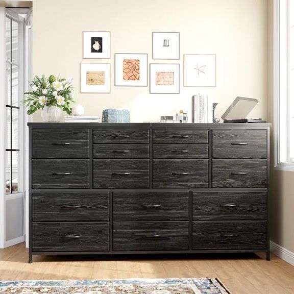 16-Drawer Dresser, Black, 34.8 x 51.1 x 11.8