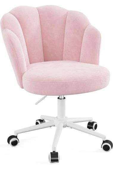 HOMKDOM Velvet Vanity Chair w/ Wheels | Open Box | (See Condition Notes)
