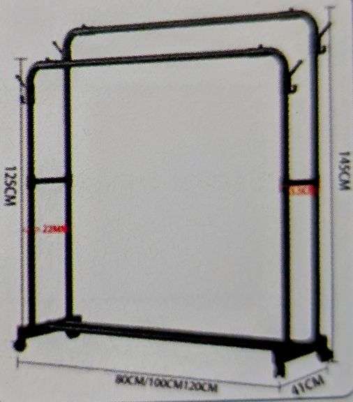 Double-Rod Clothing Rack, Black, 47.2