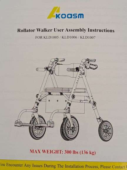 AKOASM Rollator Walker, 300lbs Cap. | Like New | (See Condition Notes ...