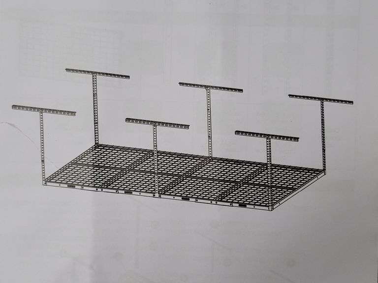 FLEXIMOUNTS Black Height Adjustable Ceiling Storage Rack GR48B, 4x8 ...