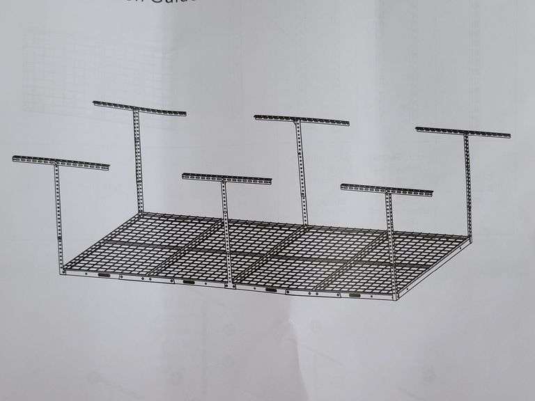 FLEXIMOUNTS Black Height Adjustable Ceiling Storage Rack GR48B, 4x8 ...