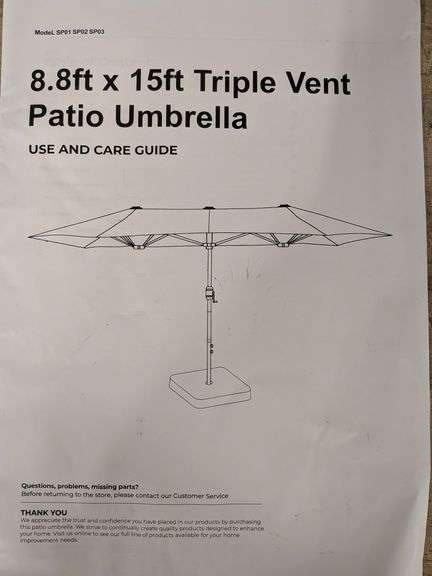 15 ft triple vent patio umbrella Yaheetech 15FT Double-Sided w/Base 12 Ribs Vented, Sky Blue This piece pairs perfectly with our cement umbrella base and patio table to complete the look over your lounge area UNISOAR 15 ft. Steel Residential